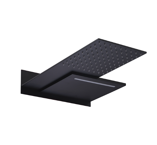 Douche de tête 2 fonctions, sortie murale Noir Mat 